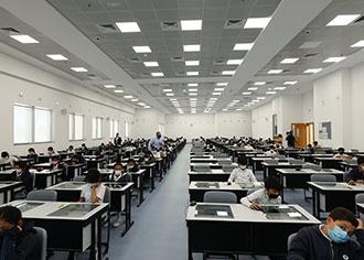 Student working in class