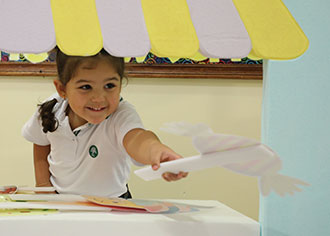 Student working in class